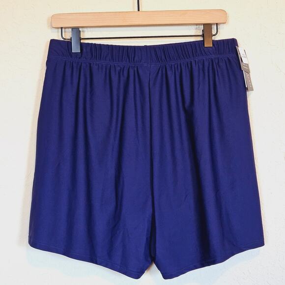 Island Escape Navy Blue Swim Bottom Shorts Plus 16W Beach Pool Vacation - Picture 1 of 10